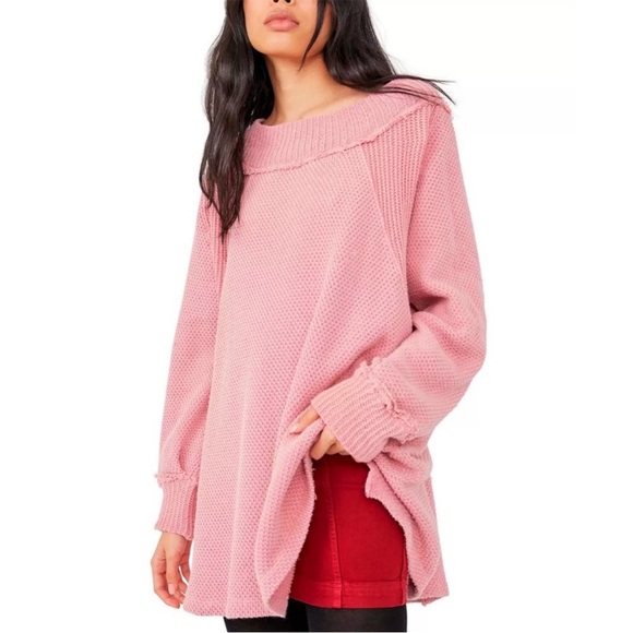 Free People Shes a Keeper Vented-Hem Tunic Faded Coral - Picture 9 of 10